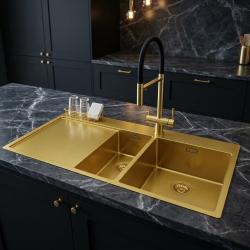 pure-sink-exclusivo-gold-1-5-sink-draining-board-100x52-cm